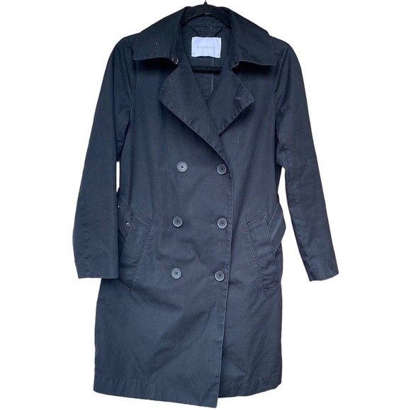 Everlane The Gathered Drape Trench Black Double Breasted XS - Picture 1 of 5